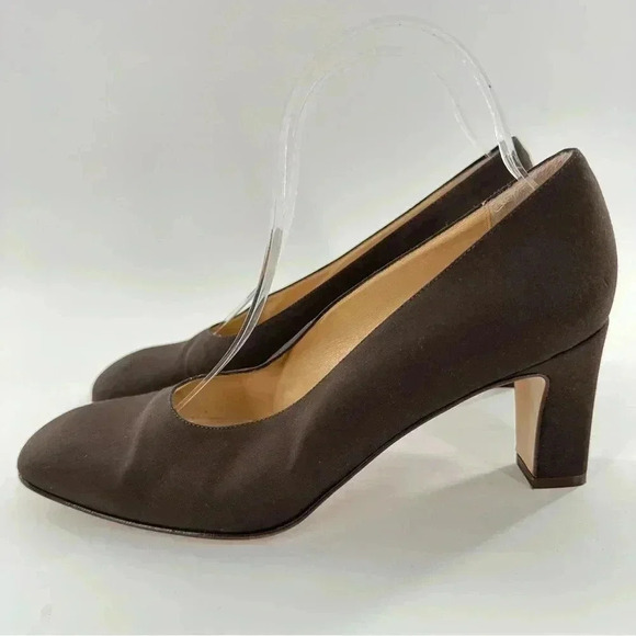 Saks fifth avenue folio collection heels 9 brown satin vintage 80s 90s formal - Picture 5 of 12